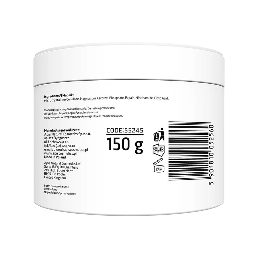 Apis Adeno-C Flash Glow, Peeling enzimatic cu pulbere cu vitamina C, 100 g