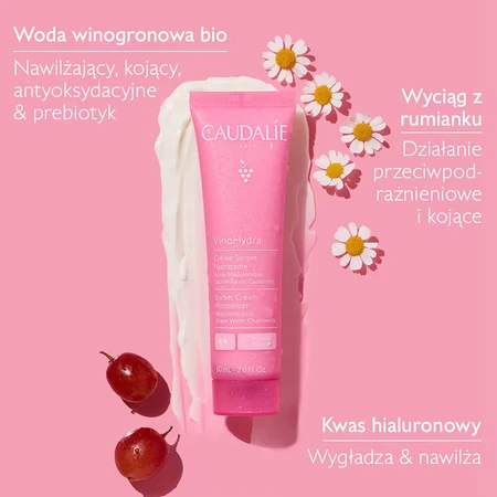 Caudalie VinoHydra, crema sorbete hidratante para el rostro, 60 ml