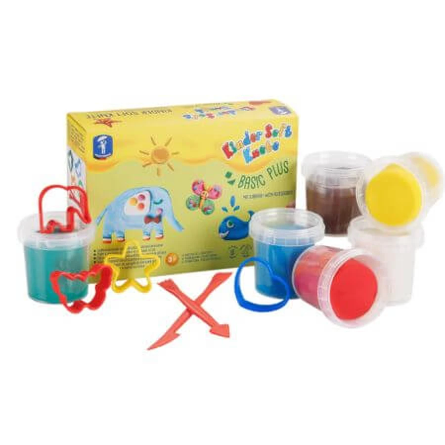 Ungiftige Spielknete Set Kinder, Basic Plus, 6 Farben, Feuchtmann
