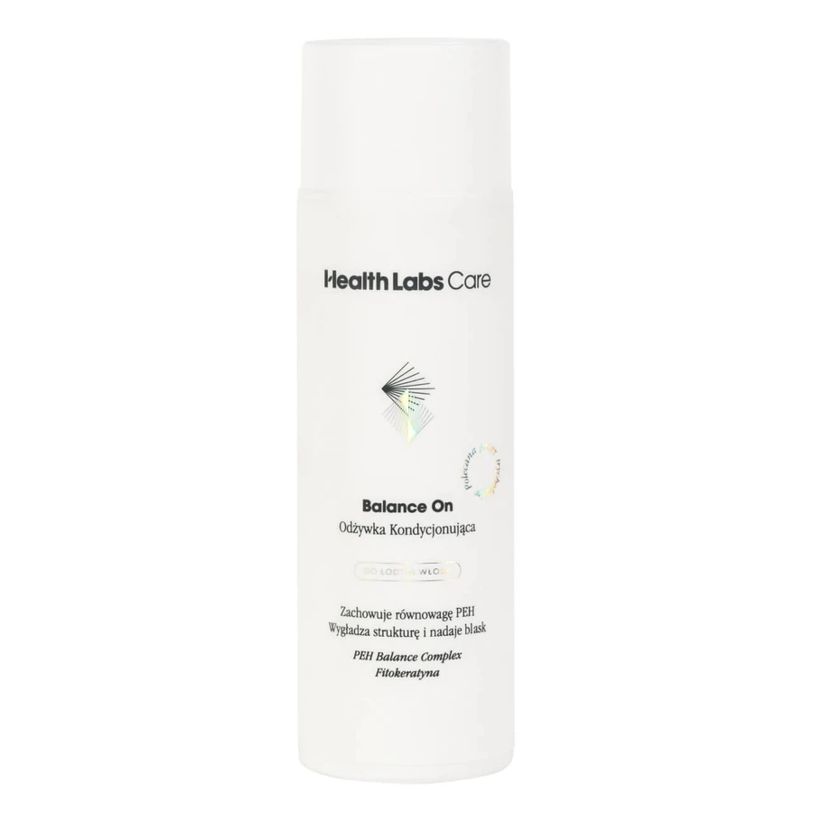 Kit Health Labs Balance On, tricocampoo idratante prebiotico, 250 ml + balsamo condizionante per lo stelo del capello, 200 ml + turbante per capelli in omaggio