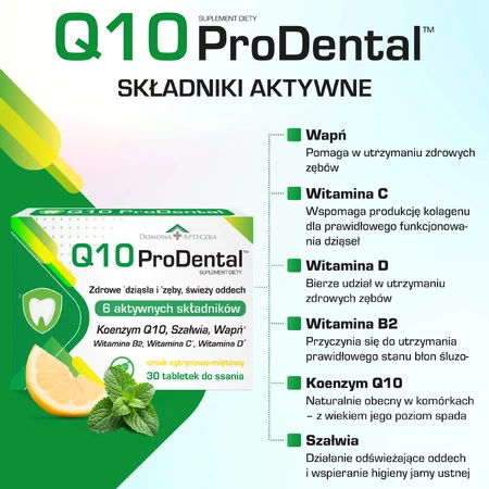 Q10 ProDental, Zitronen-Minze-Geschmack, 30 Lutschtabletten