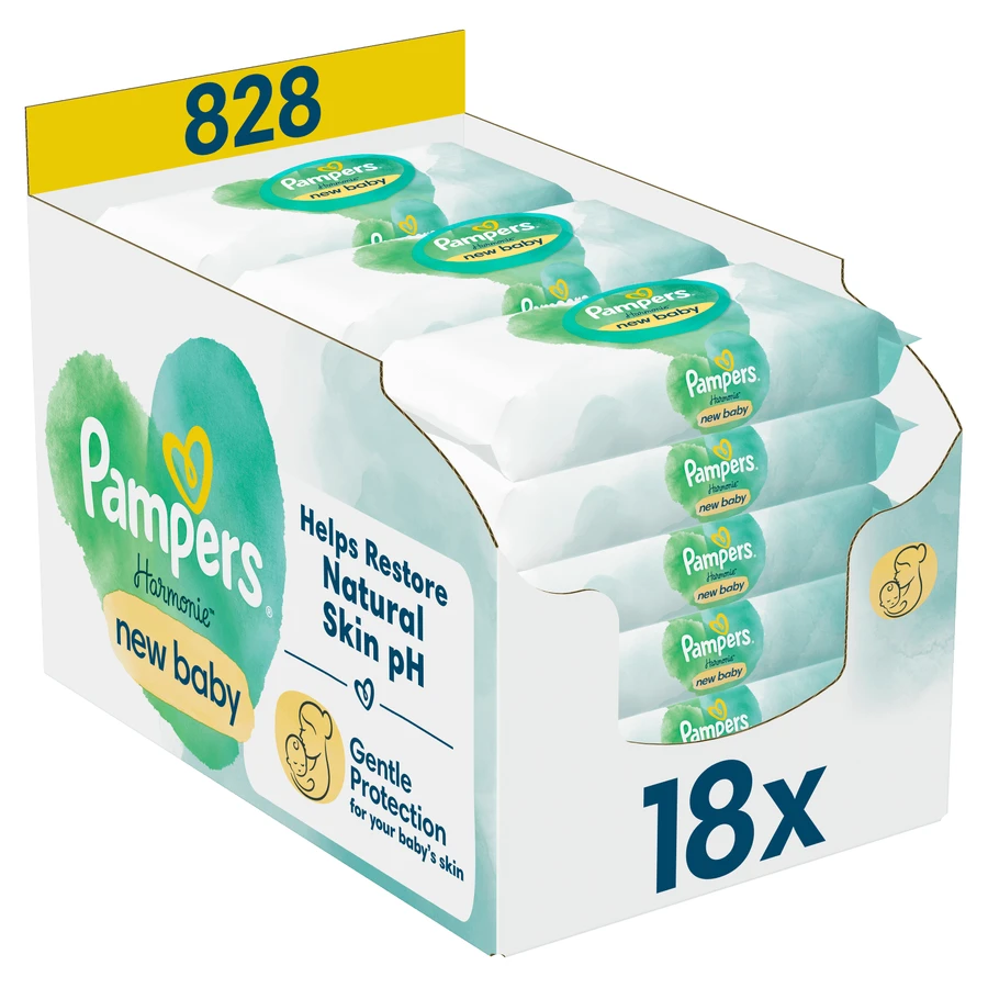Pampers Harmonie New Baby, wet wipes, 18 x 46 pieces