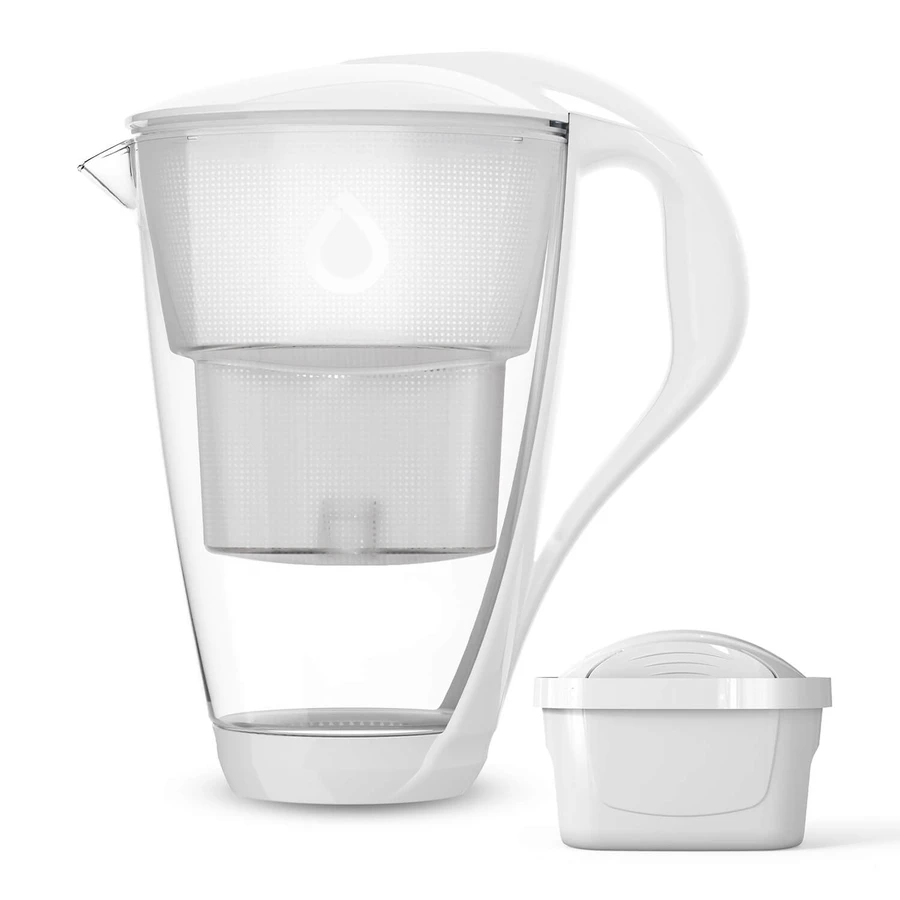 Dafi Crystal Led, glass filter pitcher, white, 2 l + Unimax filter, 1 piece