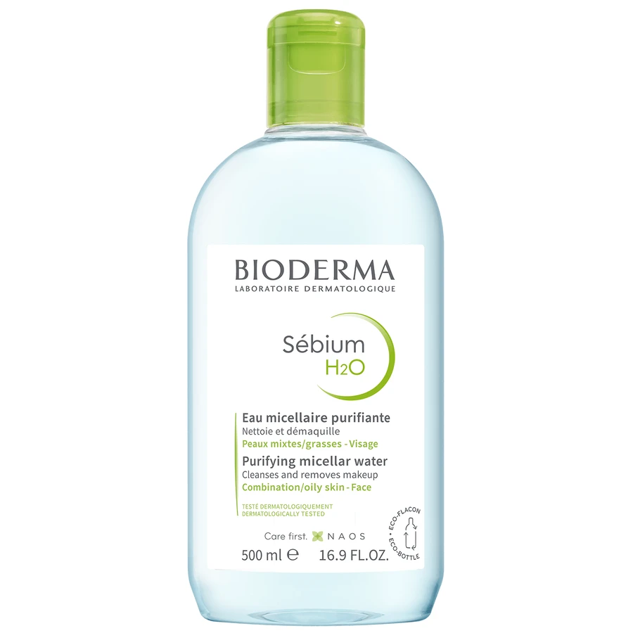 Bioderma Sebium H2O, lozione micellare per pelle grassa, mista e a tendenza acneica, 500 ml