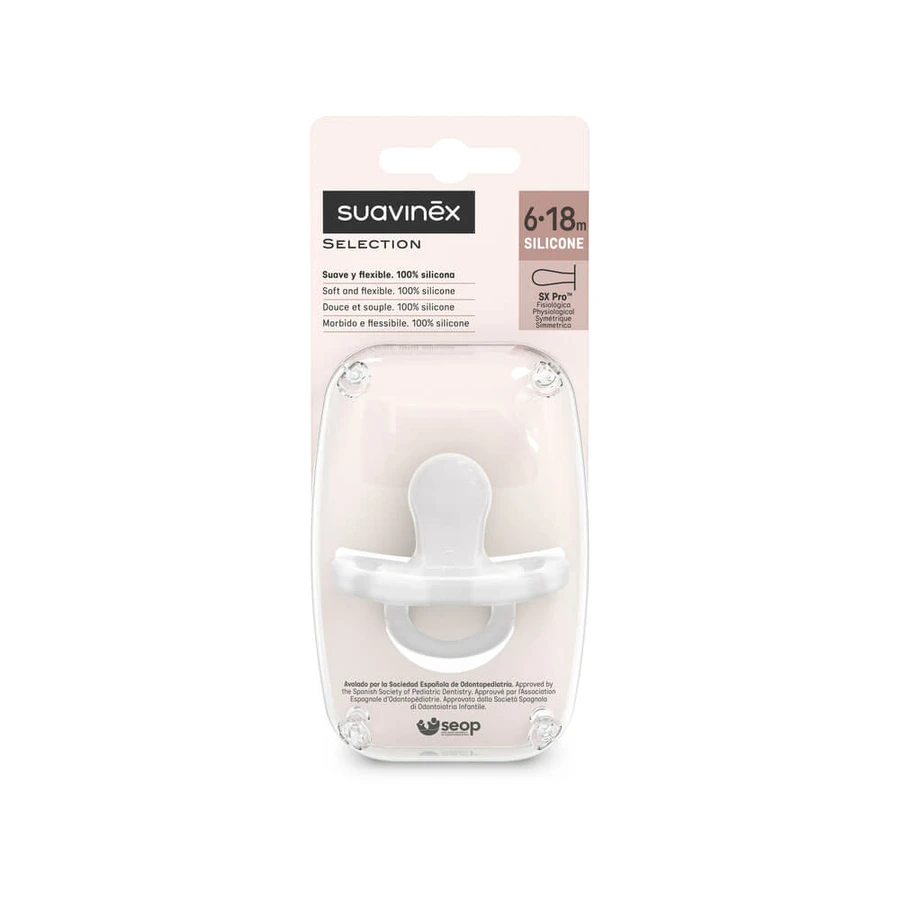 Siliconen fopspeen SX Pro Colour Essence, 6-18 maanden, Wit, Suavinex
