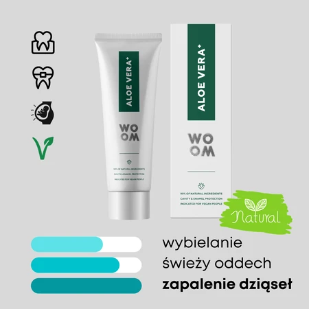 Woom Aloe Vera+, natural organic strengthening toothpaste, 75 ml