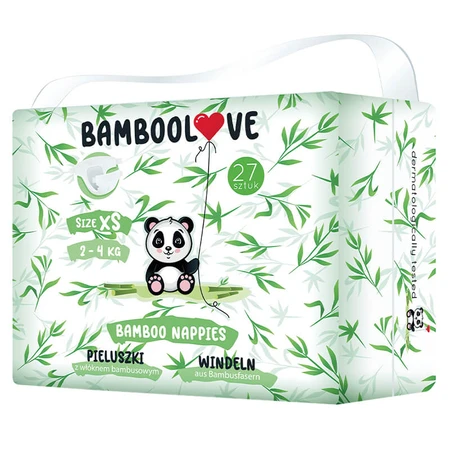 Bamboolove, scutece de unică folosință cu fibră de bambus, mărimea XS Nou-născut, 2-4 kg, 27 bucăți