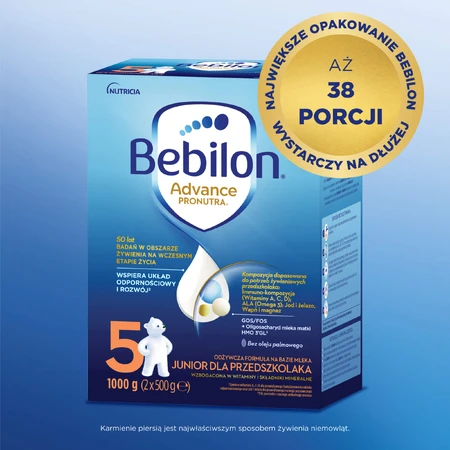 Set Bebilon Advance Pronutra 5 Junior, nährstoffreiche Milchnahrung, für Vorschulkinder, 2 x 1000 g