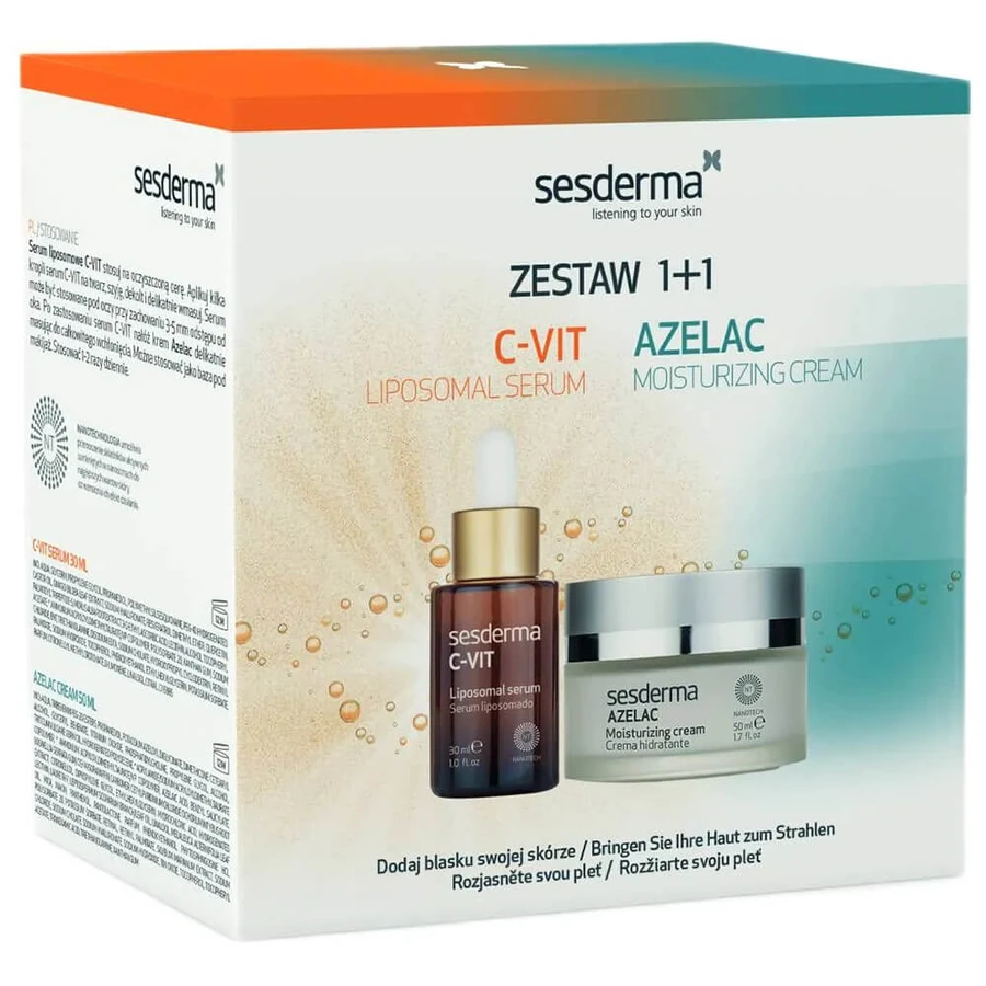 Kit Sesderma Azelac, feuchtigkeitsspendende Creme, 50 ml + C-Vit, liposomales Gesichtsserum, 30 ml
