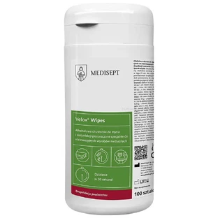 Medisept Velox Toallitas, toallitas con alcohol para limpieza y desinfección de superficies, 100 unidades