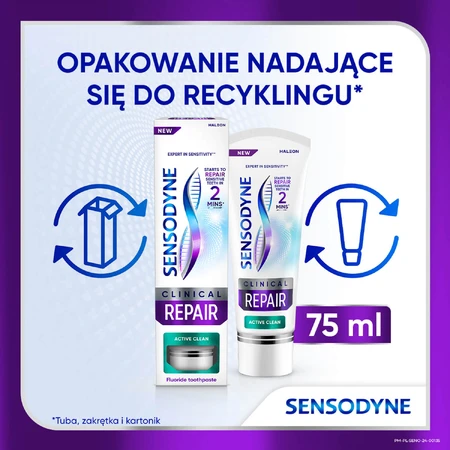 Sensodyne Clinical Repair Active Clean, toothpaste for hypersensitive teeth, 75 ml