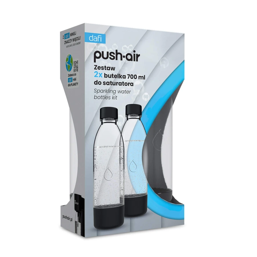 Dafi PushAir, saturator bottle, black, 0.7 l, 2 pieces