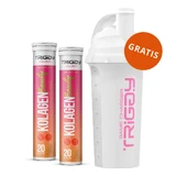 Triggy Kolagen Beauty Set, Multifrucht-Geschmack, 2 x 20 Brausetabletten + Shaker, 700 ml gratis