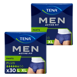Set Tena Men Active Fit Pants, chiloți absorbanți, mărimea L/XL, 95-130 cm, Plus, 2 x 30 buc