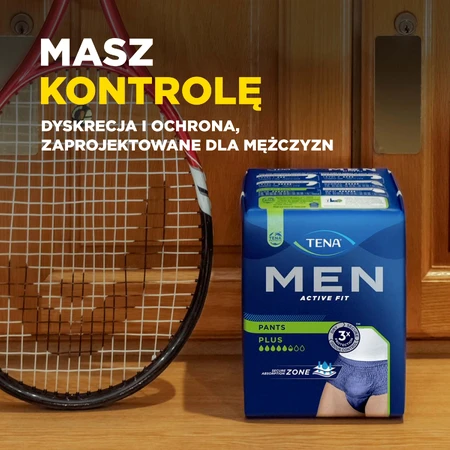 Set Tena Men Active Fit Pants, chiloți absorbanți, mărimea L/XL, 95-130 cm, Plus, 2 x 30 buc