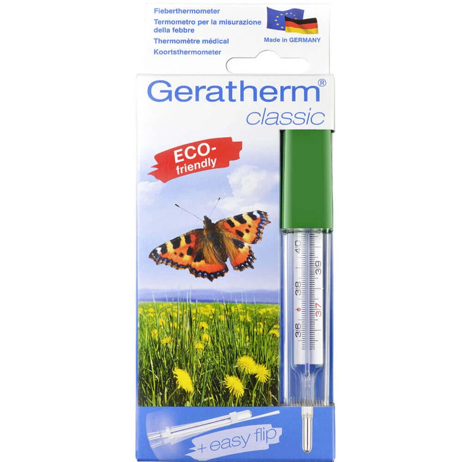 Geratherm Classic GT-1000, glazen thermometer, kwikvrij met schudbeker