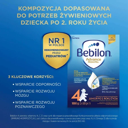 Set Bebilon Advance Pronutra 4 Junior, nährstoffreiche Milchnahrung, ab 2 Jahren, 2 x 1000 g
