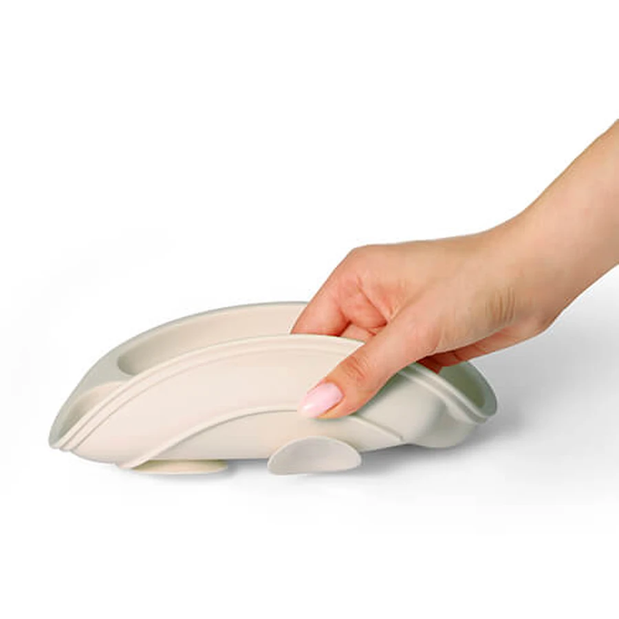 BabyOno, siliconen schoteltje met zuignap, beige, vanaf 6 maanden, 1 st.