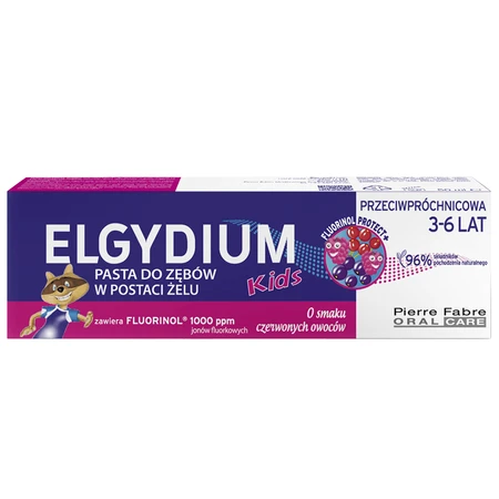 Elgydium Kids Fluorinol, anti-caries toothpaste for children 3-6 years, raspberry and strawberry, 50 ml