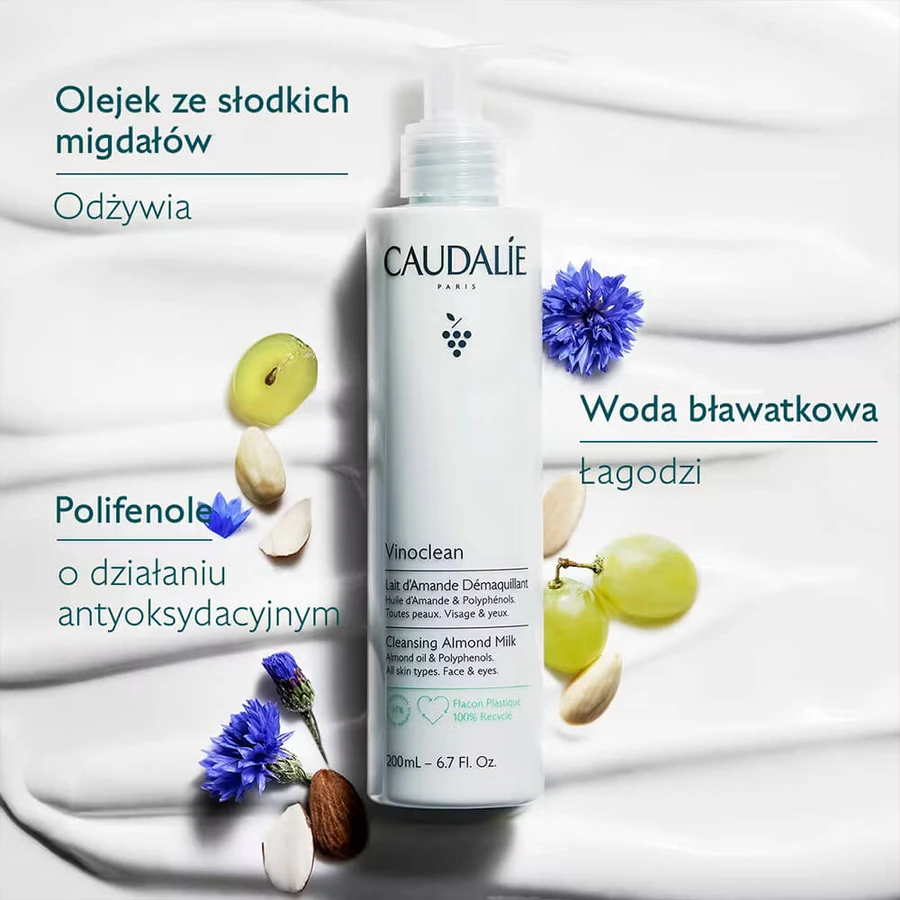 Caudalie Vinoclean, Mandel-Make-up-Entferner-Milch, 200 ml