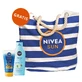 Nivea Sun Invisible Finish Set, feuchtigkeitsspendende Sonnenlotion, SPF 50+, 150 ml + After-Sun-Verlängerungslotion, 200 ml + kostenlose Strandtasche
