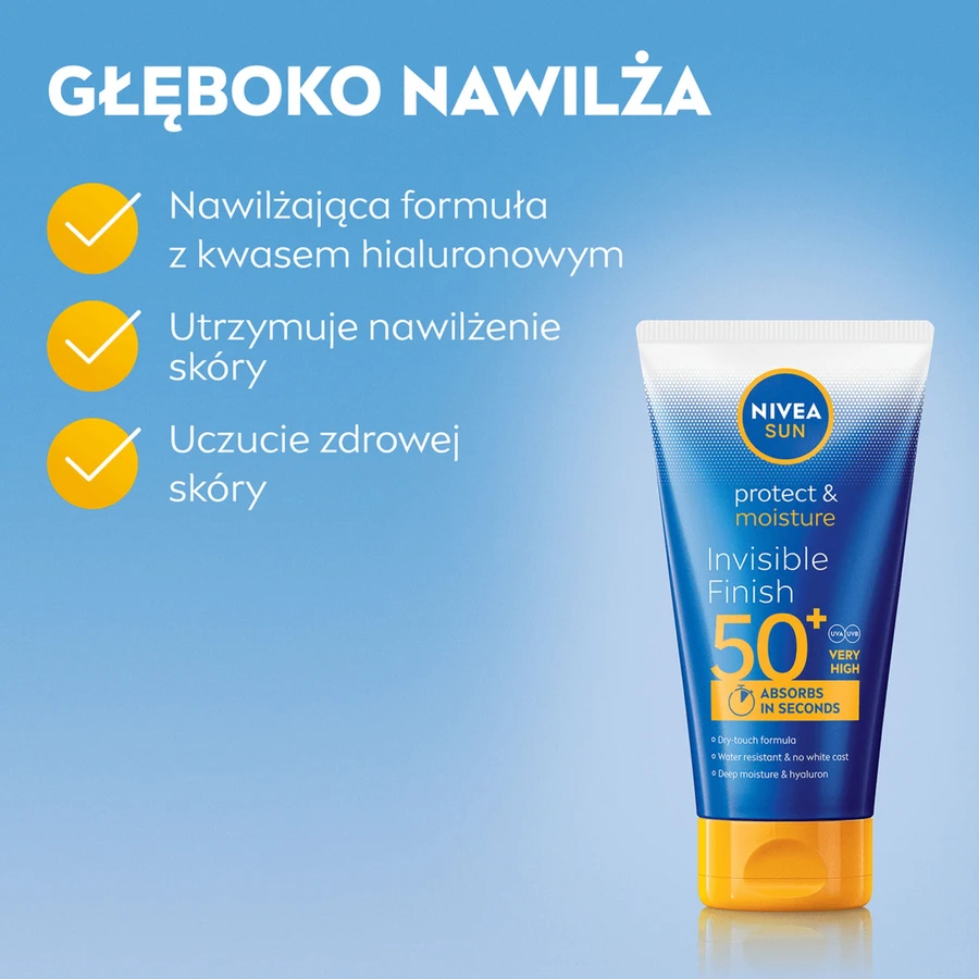 Nivea Sun Invisible Finish Set, feuchtigkeitsspendende Sonnenlotion, SPF 50+, 150 ml + After-Sun-Verlängerungslotion, 200 ml + kostenlose Strandtasche