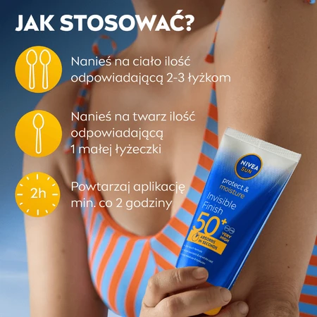 Nivea Sun Invisible Finish Set, feuchtigkeitsspendende Sonnenlotion, SPF 50+, 150 ml + After-Sun-Verlängerungslotion, 200 ml + kostenlose Strandtasche