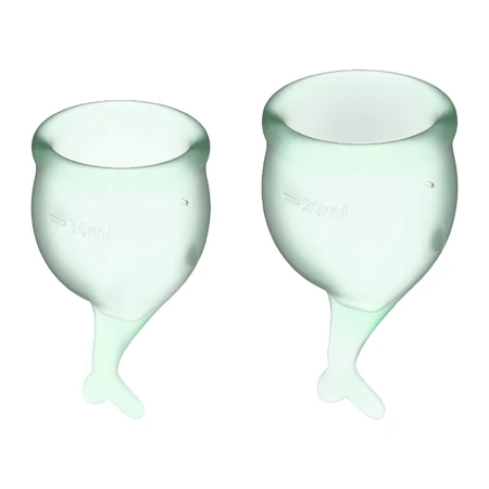 Satisfyer Feel Good, menstruatiecup, 15 ml + 20 ml, Lichtgroen, 2 stuks