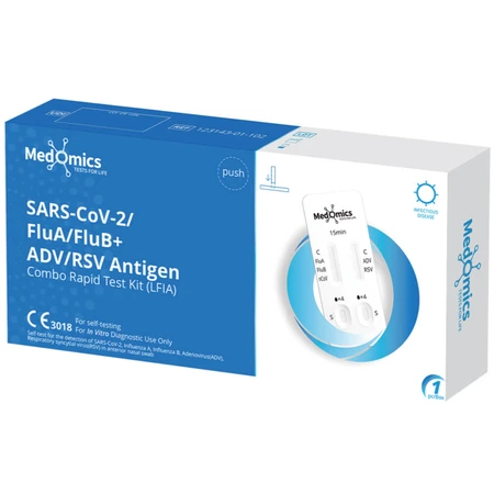 Combo 5-in-1 Sars-Cov-2/Flu A/B/RSV/ADV test, test de diagnostic pentru 5 viruși, 1 buc