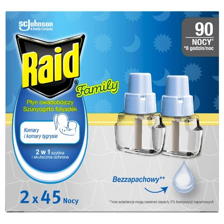 Raid Family, Insektizid zur Mückenabwehr, Ersatz, 2 x 27 ml