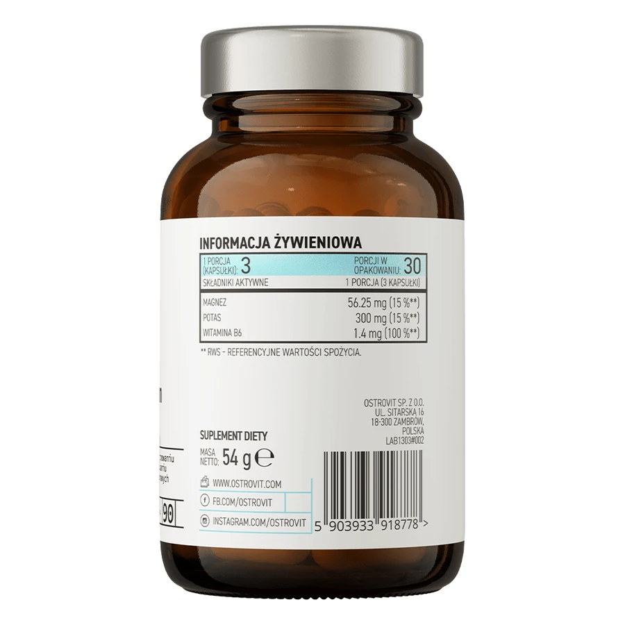 OstroVit Pharma Magnesiumcitrat + Postassium + B6 P-5-P, 90 Kapseln