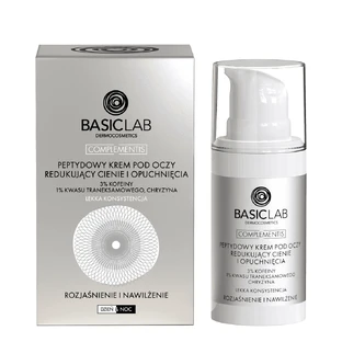 BasicLab Complementis, Peptid-Augencreme zur Reduzierung von Augenringen und Schwellungen, hellt auf und spendet Feuchtigkeit, leichte Textur, 15 ml