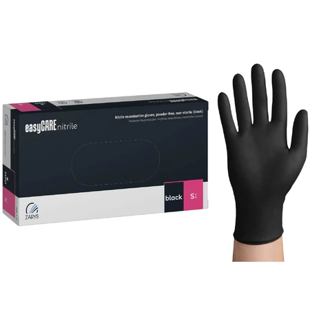 EasyCare Nitrile, mănuși din nitril, nesterile, fără pudră, negre, mărimea S, 100 bucăți