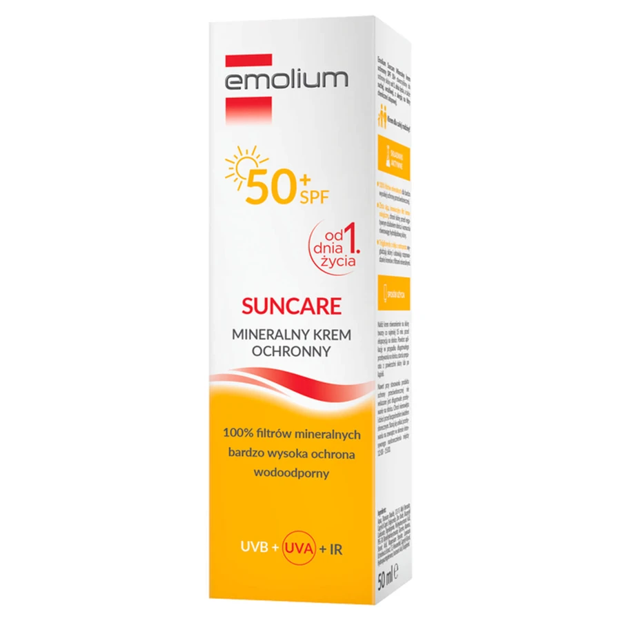 Emolium Suncare set, crème de protection minérale pour enfants dès le premier jour et adultes, SPF 50+, 2 x 50 ml + jeu de plage "attrape la balle" gratuit