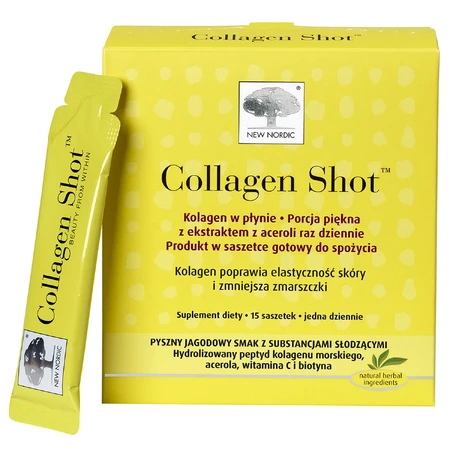New Nordic Collagen Shot, vloeibaar collageen, bessensmaak, 15 zakjes