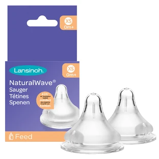 Lansinoh NaturalWave, tetină pentru biberon, silicon, XS flux foarte lent, de la naștere, 2 bucăți