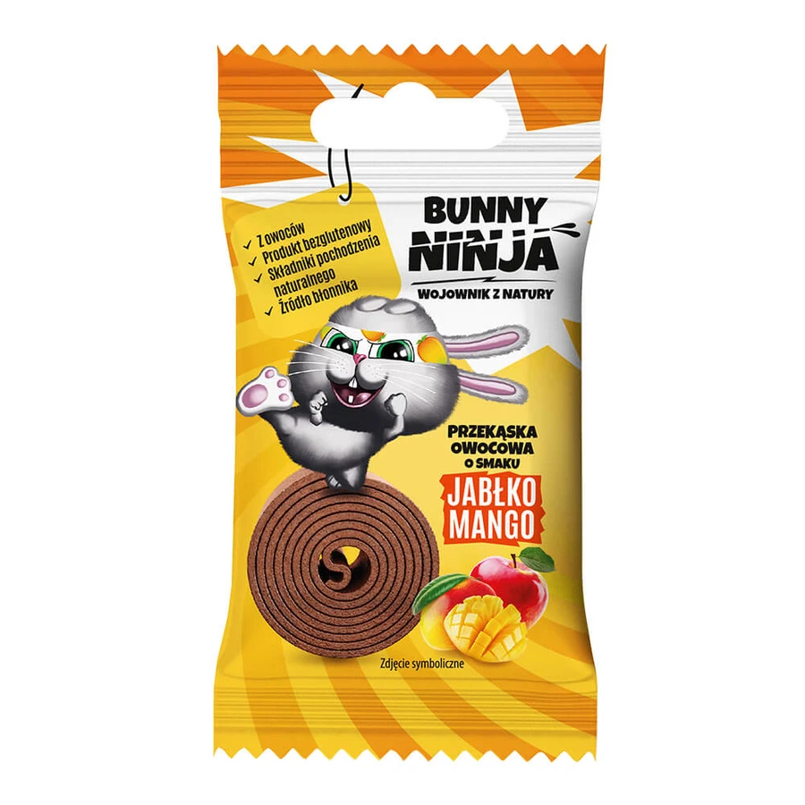 Bunny Ninja Fruit Rolls, snack aux fruits, saveur pomme-mangue 15 g