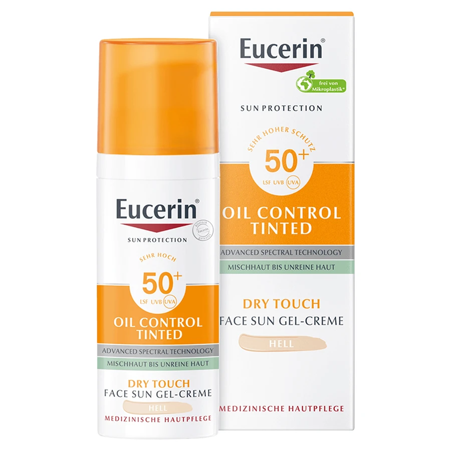 Eucerin Sun Protection Oil Control, gel-crema protector del color, ligero, FPS 50+, 50 ml