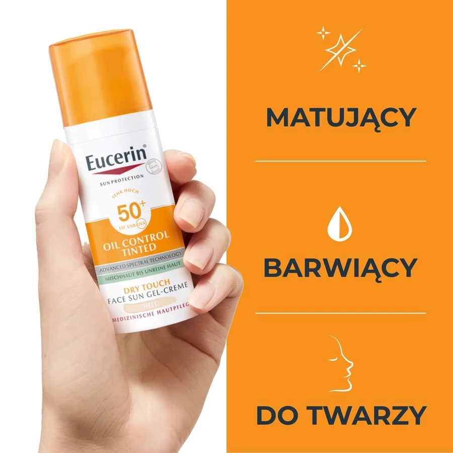 Eucerin Sun Protection Oil Control, gel-crema protector del color, ligero, FPS 50+, 50 ml
