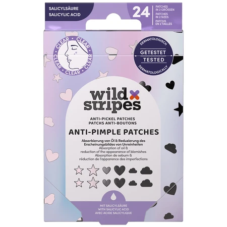 Plasturi anti-imperfecțiuni Wild Stripes Holo Clear, plasturi pentru eczeme cu acid salicilic, 24 bucăți