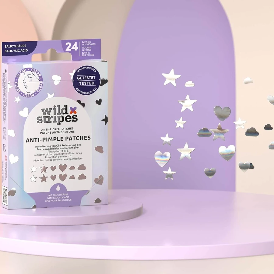 Plasturi anti-imperfecțiuni Wild Stripes Holo Clear, plasturi pentru eczeme cu acid salicilic, 24 bucăți