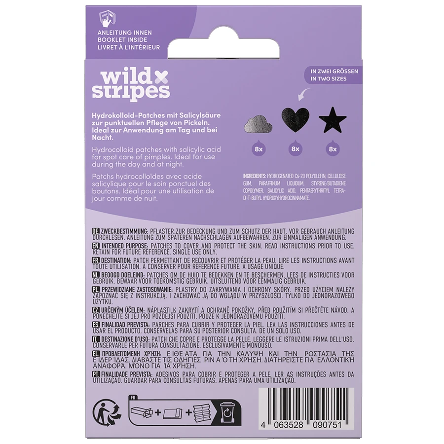 Plasturi anti-imperfecțiuni Wild Stripes Holo Clear, plasturi pentru eczeme cu acid salicilic, 24 bucăți