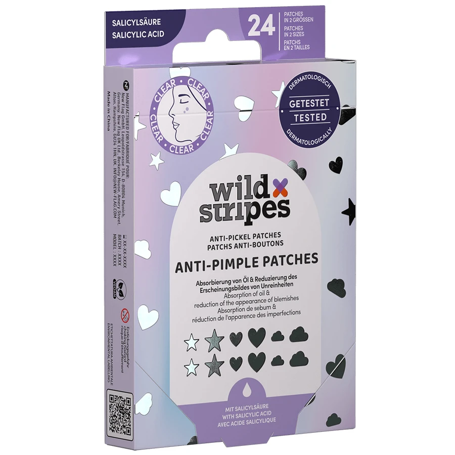 Plasturi anti-imperfecțiuni Wild Stripes Holo Clear, plasturi pentru eczeme cu acid salicilic, 24 bucăți