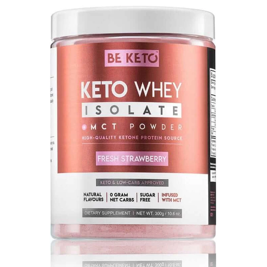 Keto Protein Isolat mit MCT - Frische Erdbeere 300g BeKeto