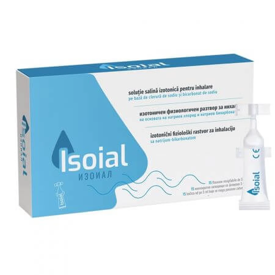 Zoutoplossing voor verstopte neus Isoial, 15 flacons x 5 ml, Naturpharma