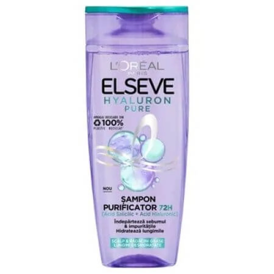 Hyaluron Pure Reinigendes Shampoo für fettige Kopfhaut, 400 ml, Elseve