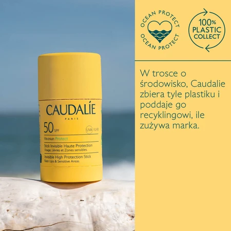 Caudalie Vinosun Protect, onzichtbare stick met hoge bescherming, SPF 50, 15 g + onzichtbare, lichte crème met zeer hoge bescherming, SPF 50+, 20 ml gratis
