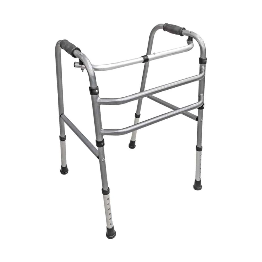 Andador plegable con función paso a paso y altura regulable