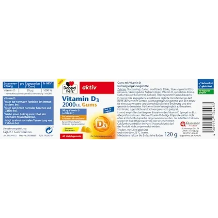 Doppelherz Aktiv Vitamin D3 2000UI Gums x 40pcs
