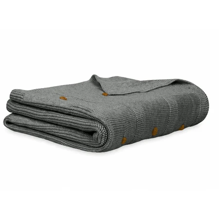 BabyMatex, bamboo blanket with decorative balls Accent, 80 cm x 100 cm, dark grey
